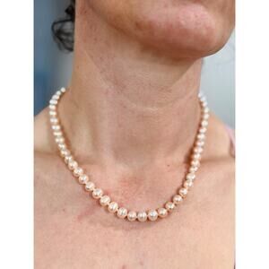 Classic Pink Pearl Bridal Necklace, 18 Inches, Gift for Her